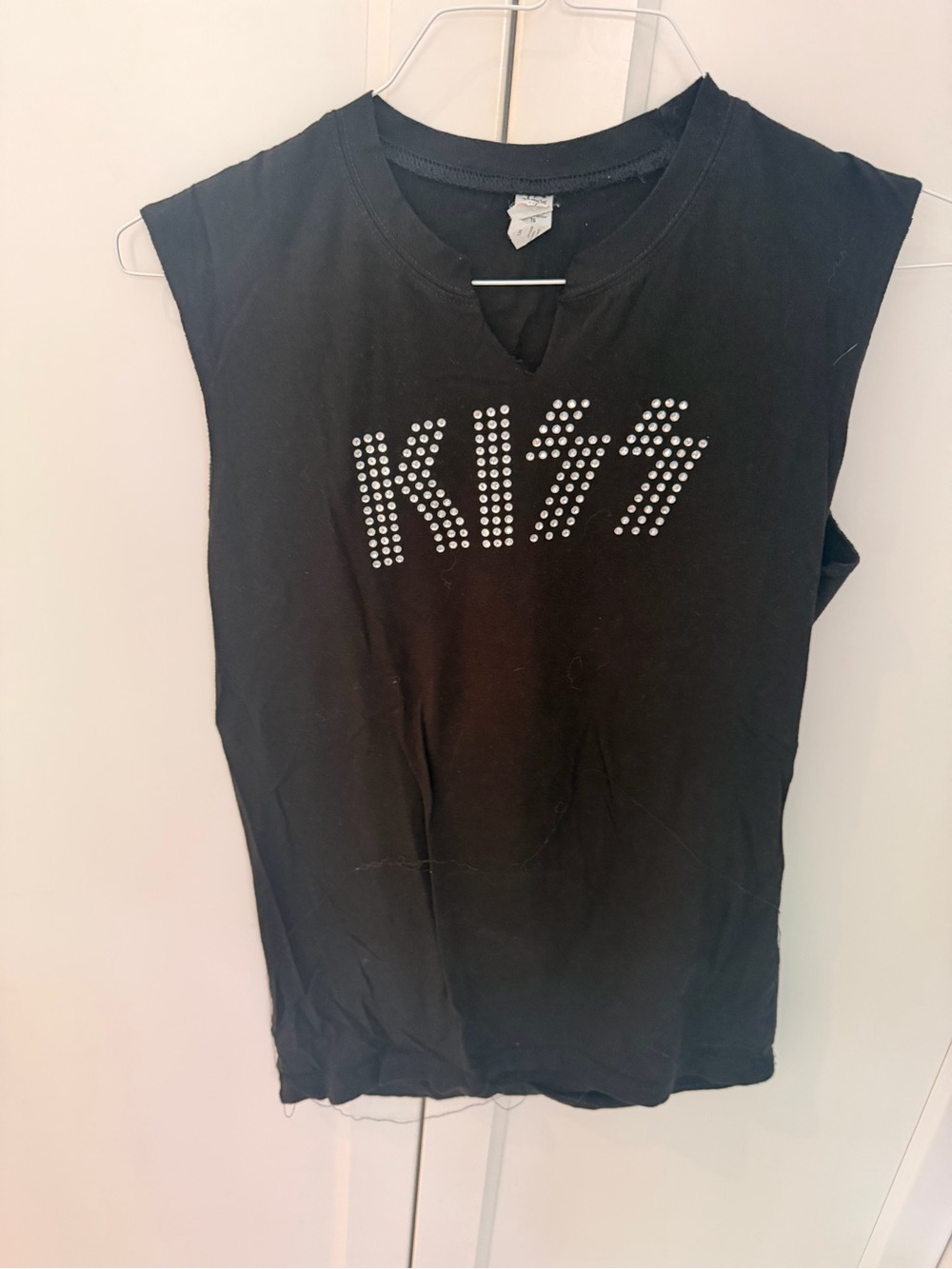 Tultex Black Short Sleeve Tee with Silver Studded KISS Graphic